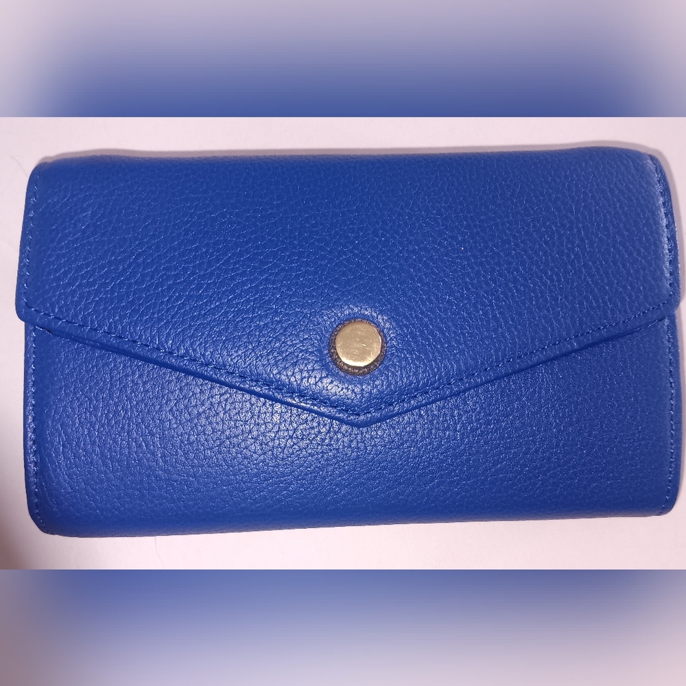 STELLA & MAX LEATHER BAG 42" GOLD CHAIN,NAVY